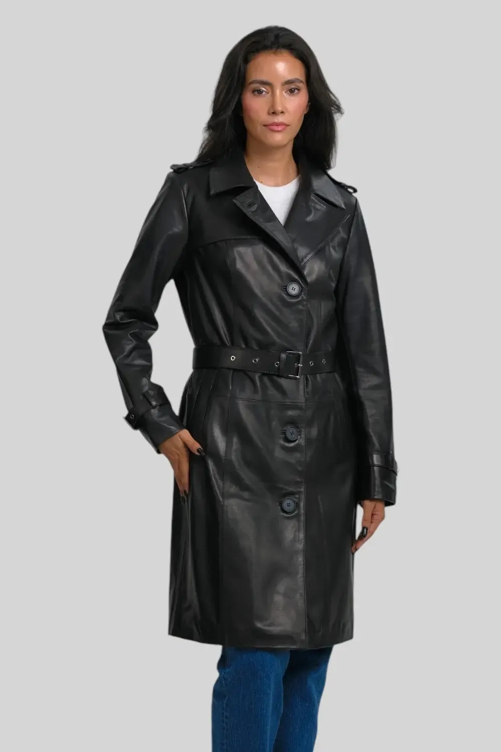 Margaux Leather Trench Coat