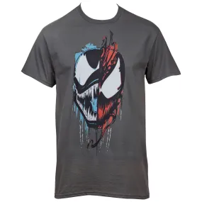 Marvel Comics Venom and Carnage Split Face Grey T-Shirt