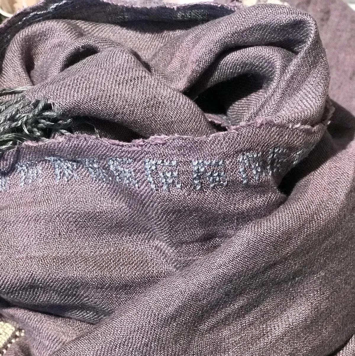 MAUVE LINEN SHAWL SLATE GRAY ROSE