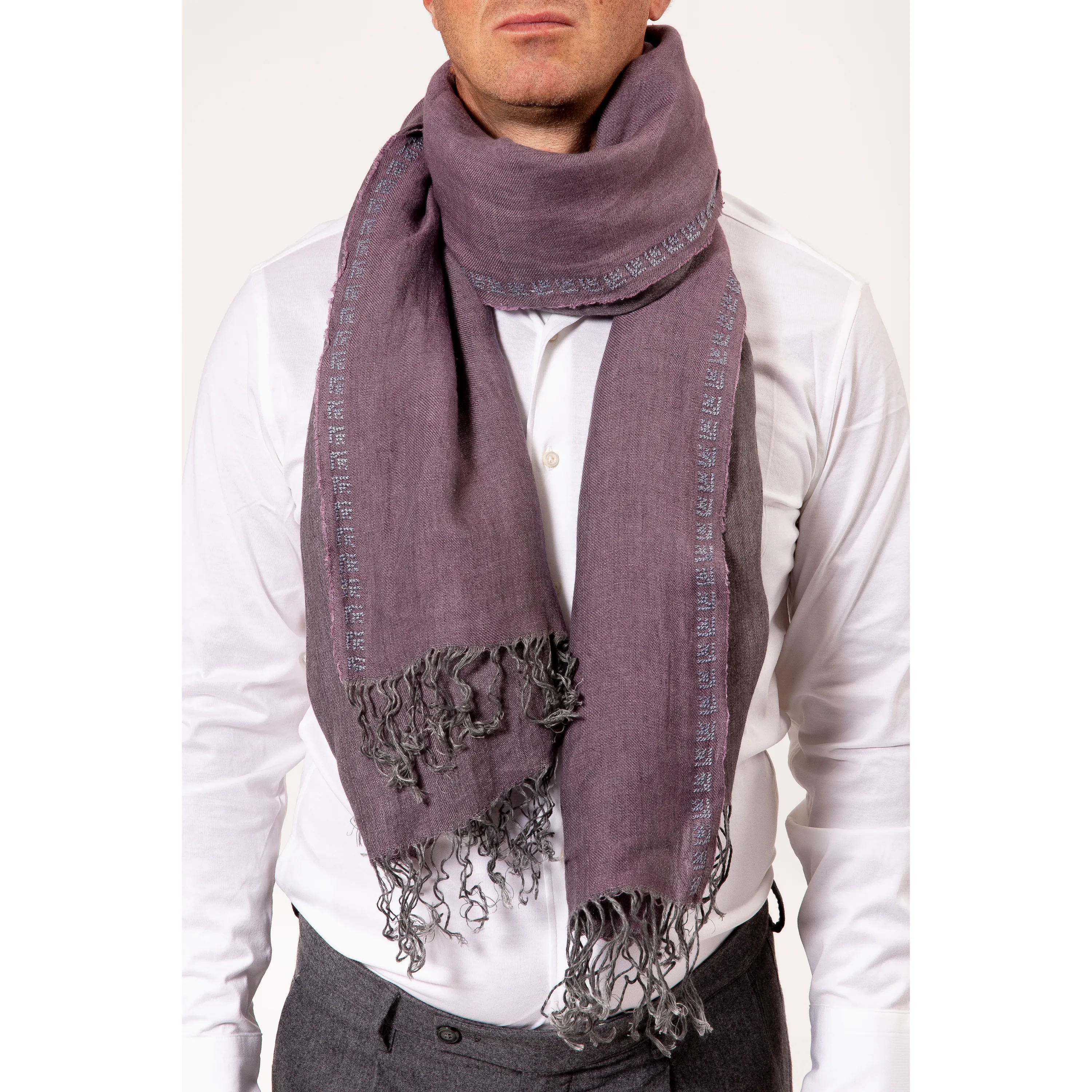 MAUVE LINEN SHAWL SLATE GRAY ROSE