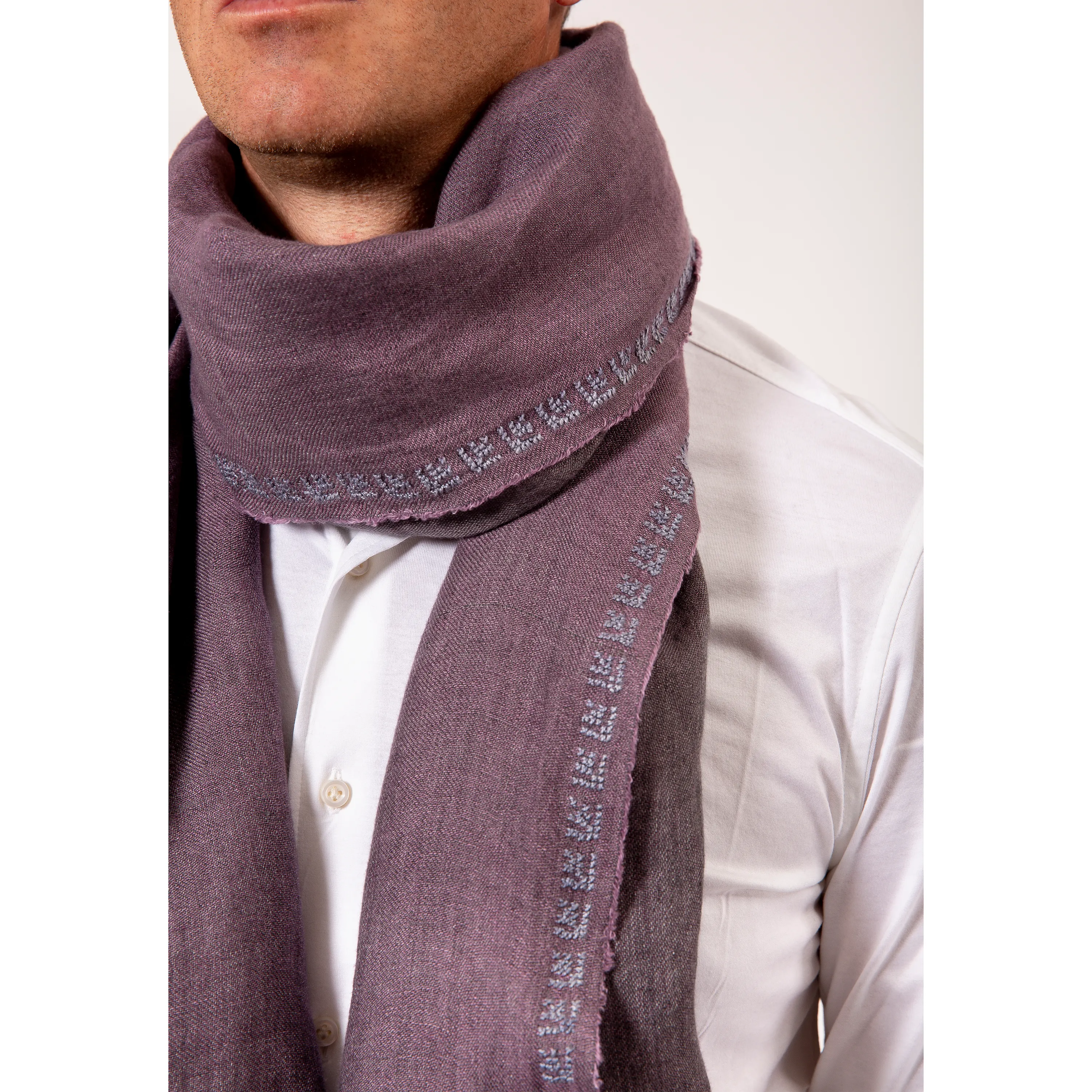 MAUVE LINEN SHAWL SLATE GRAY ROSE