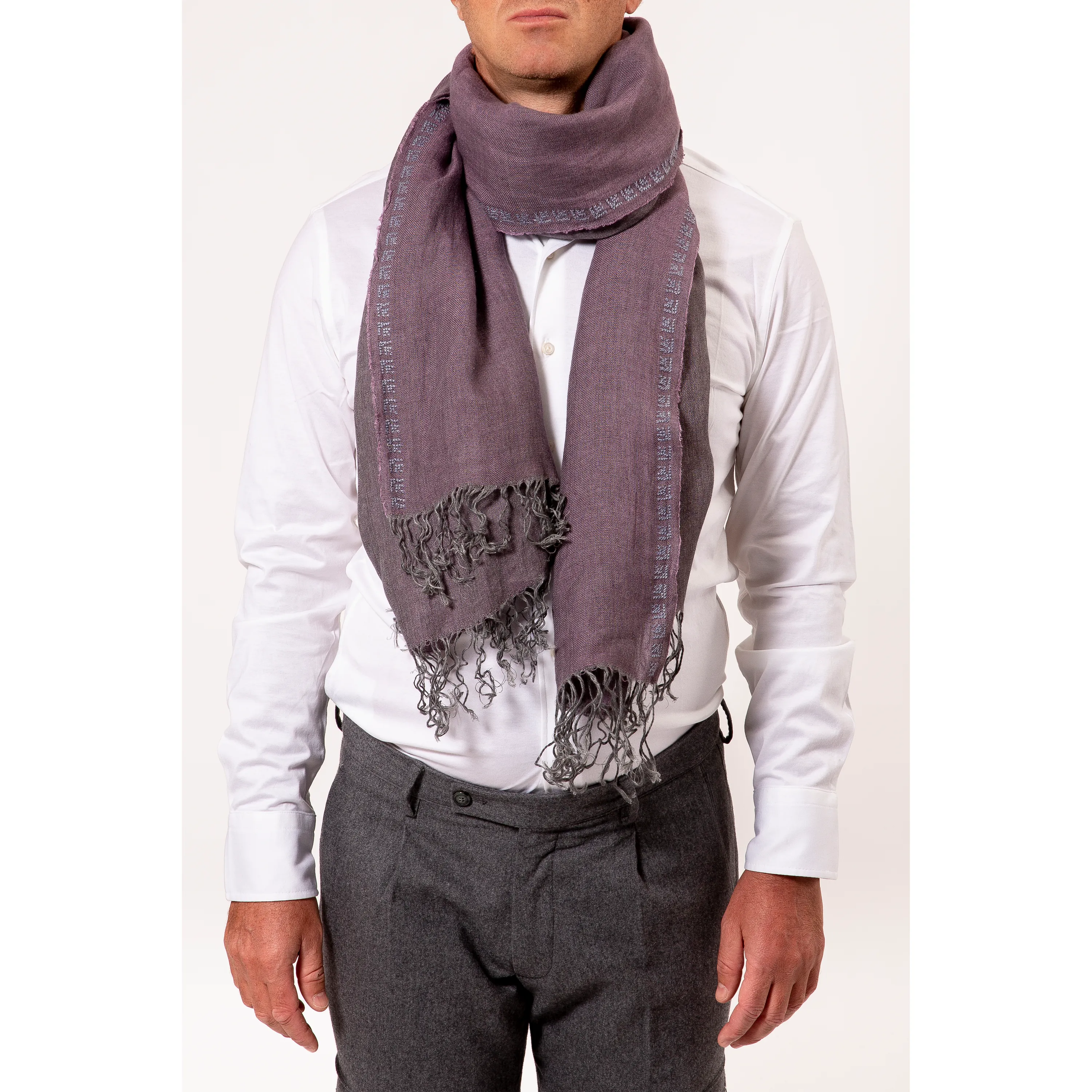 MAUVE LINEN SHAWL SLATE GRAY ROSE