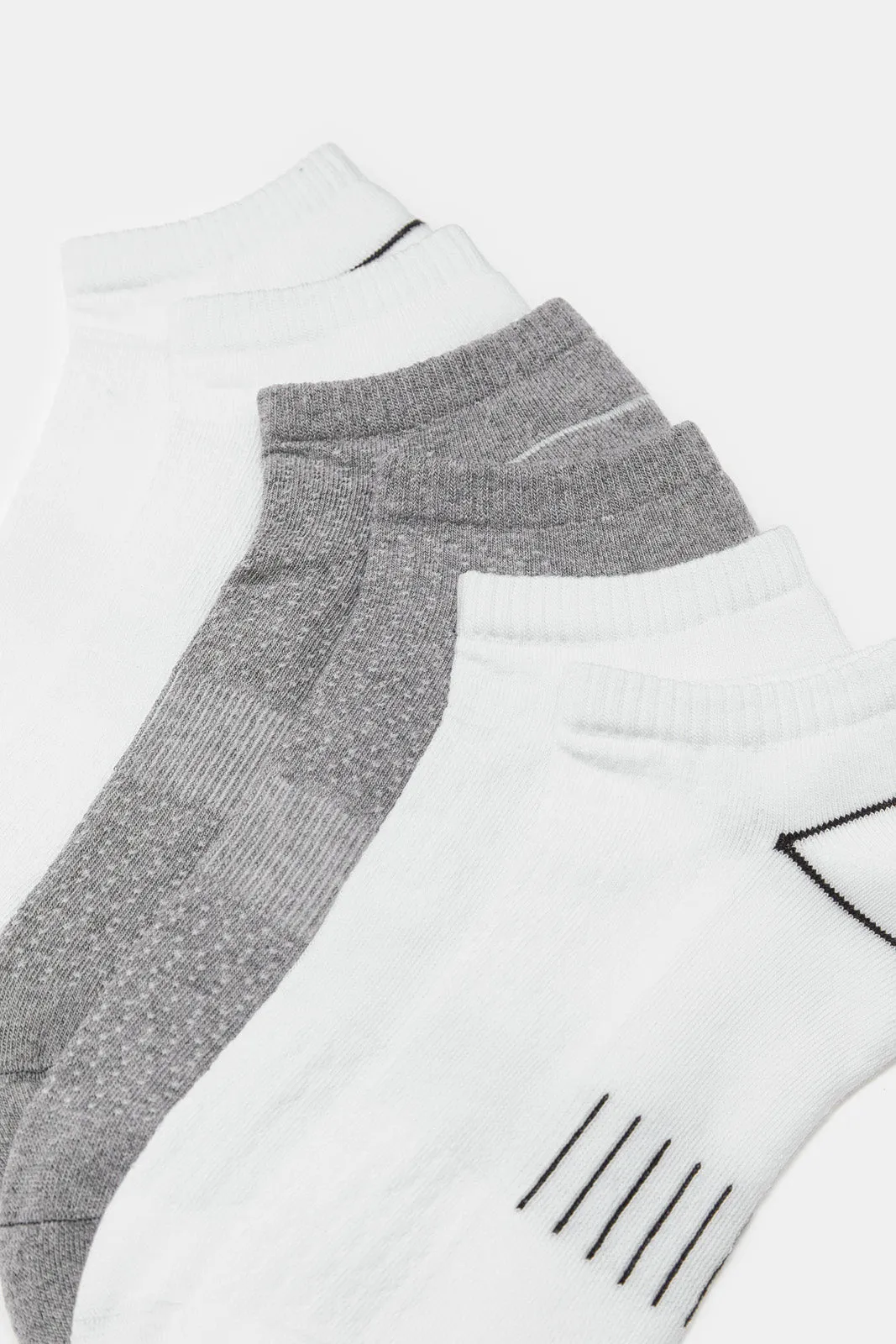 Men White And Grey Trainer Socks (Pack of 3)