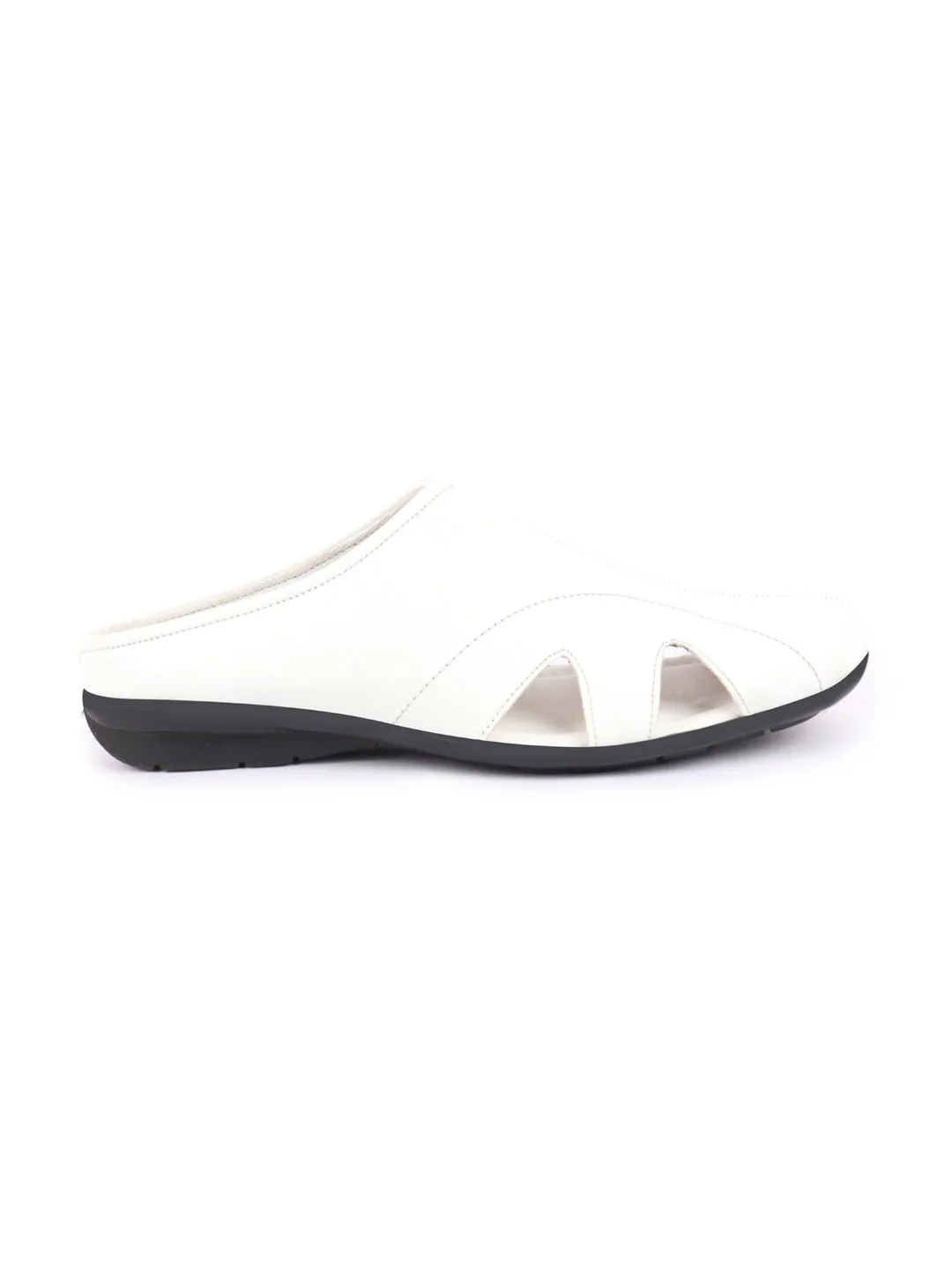 Men White Back Open Outdoor Slip-On Slipper Sandals