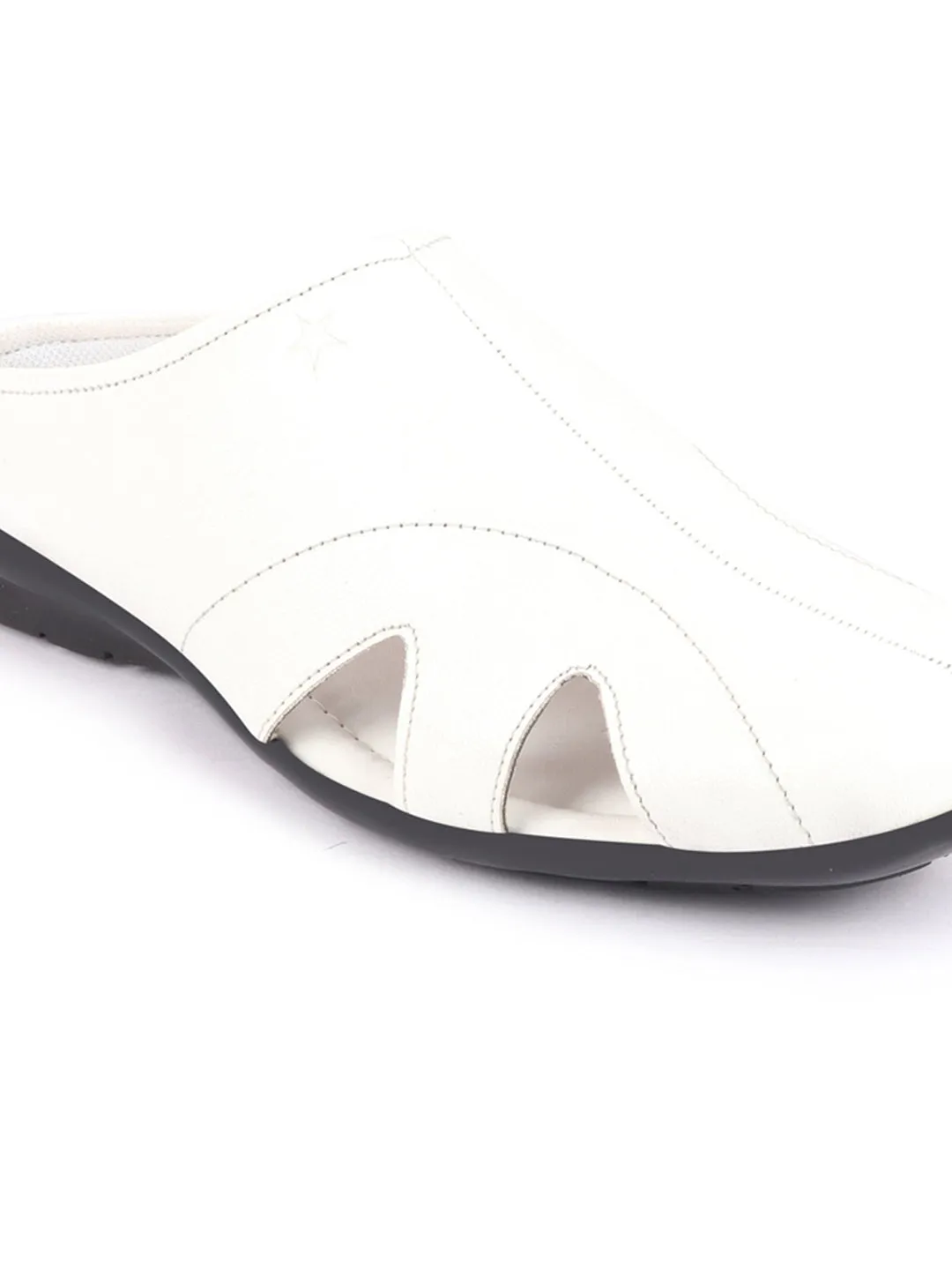 Men White Back Open Outdoor Slip-On Slipper Sandals