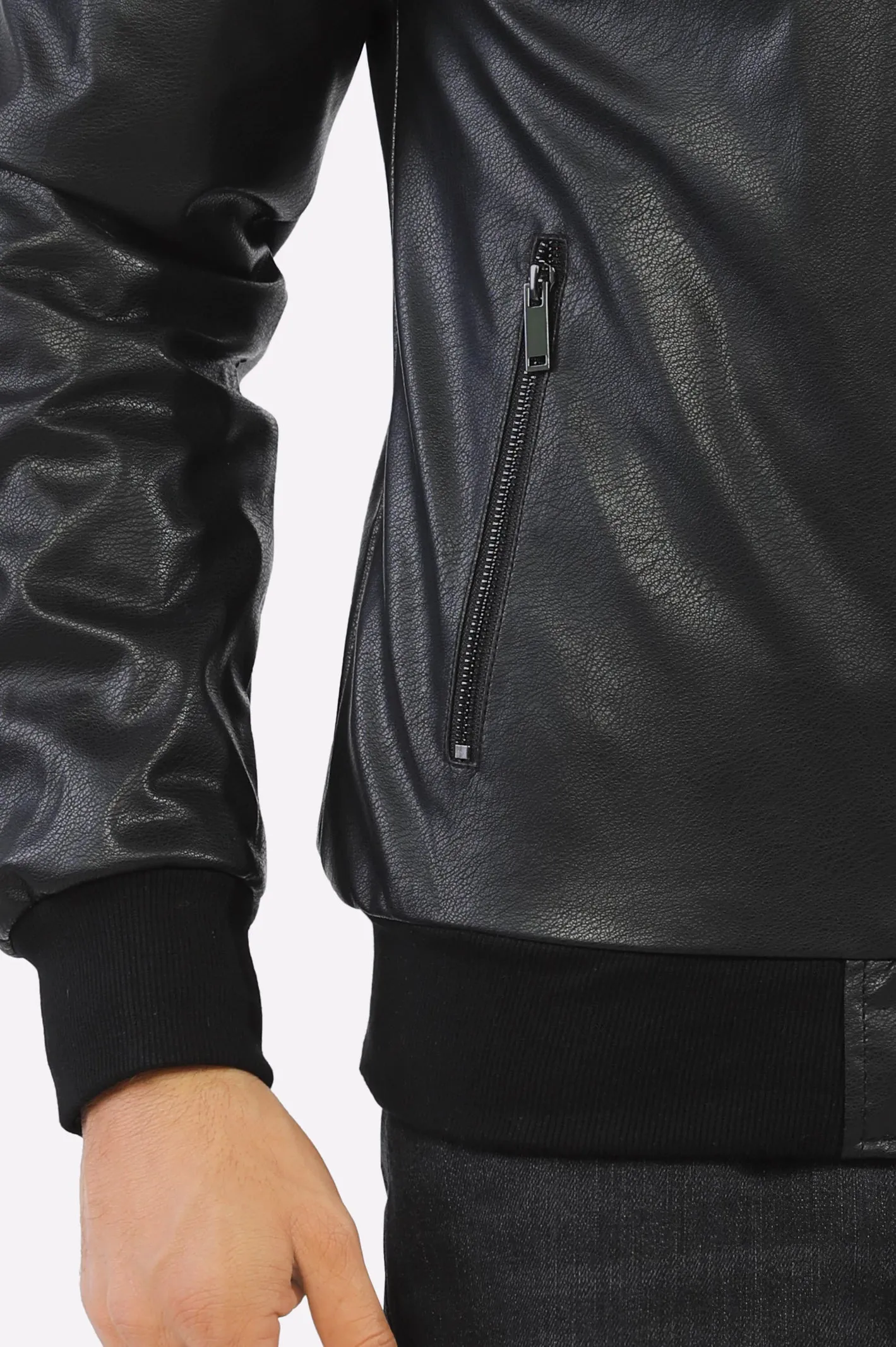 Mens Black Hooded Leather Jacket