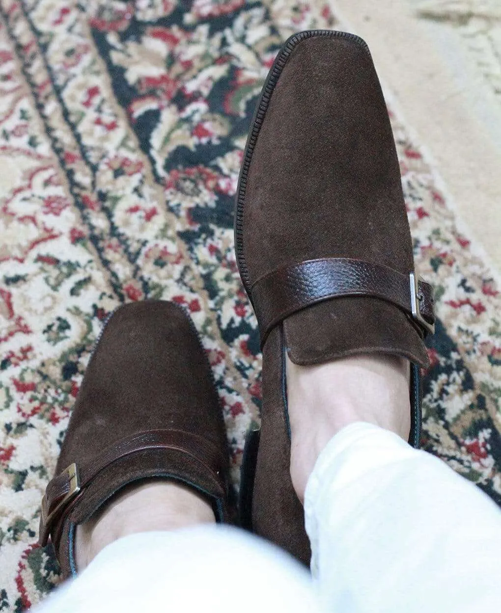 Men's Brown Monk Slip On Suede Men's Loafers