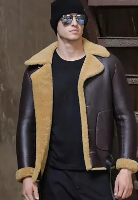 Men’s Dark Brown B3 Shearling Flight Aviator Jacket