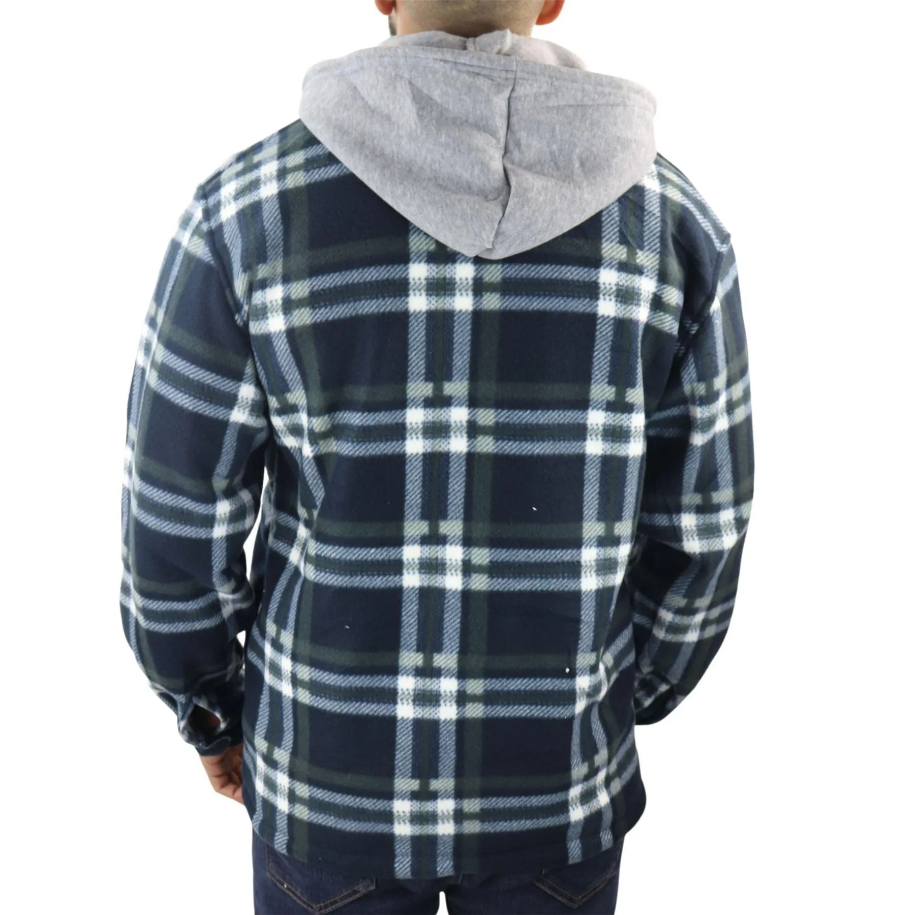 Men's Jumper Thermal Fleece Fur Lined Lumberjack Removable Hooded Buttoned Check Winter Shirt