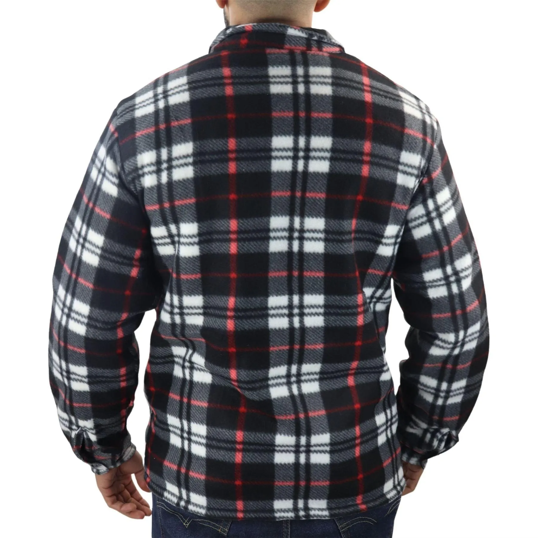 Men's Jumper Thermal Fleece Fur Lined Lumberjack Zipped Check Winter Shirt