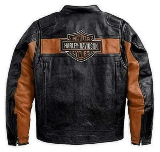 Mens New Black Harley Davidson Patches Style Jacket 100% Real Leather Biker Jacket Genuine Bikers Leather Jacket