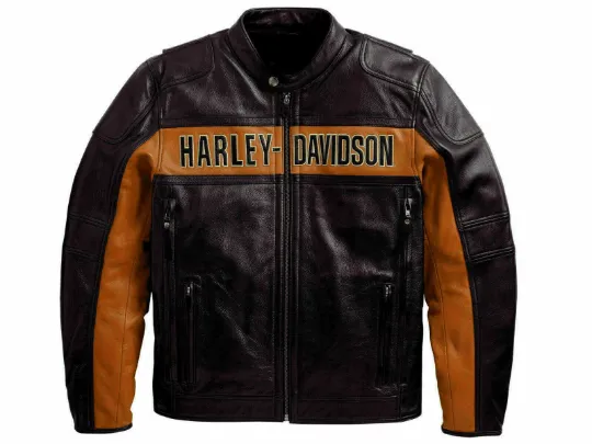 Mens New Black Harley Davidson Patches Style Jacket 100% Real Leather Biker Jacket Genuine Bikers Leather Jacket