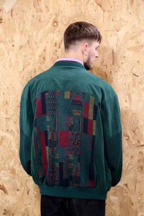 Mens Vintage Green Aztec Suede Jacket