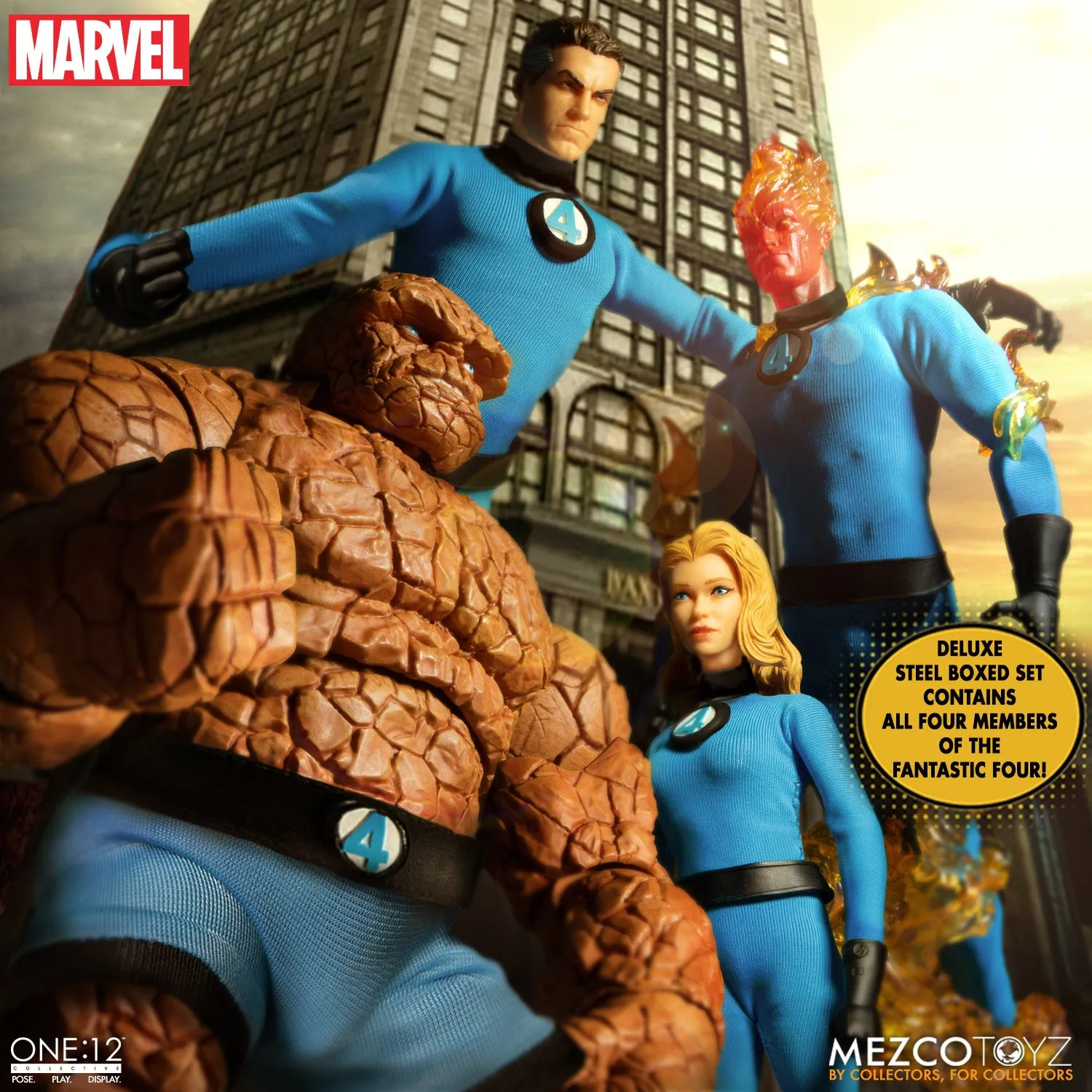 Mezco One 12 Marvel Fantastic Four Deluxe Steel Boxed Set Action Figure