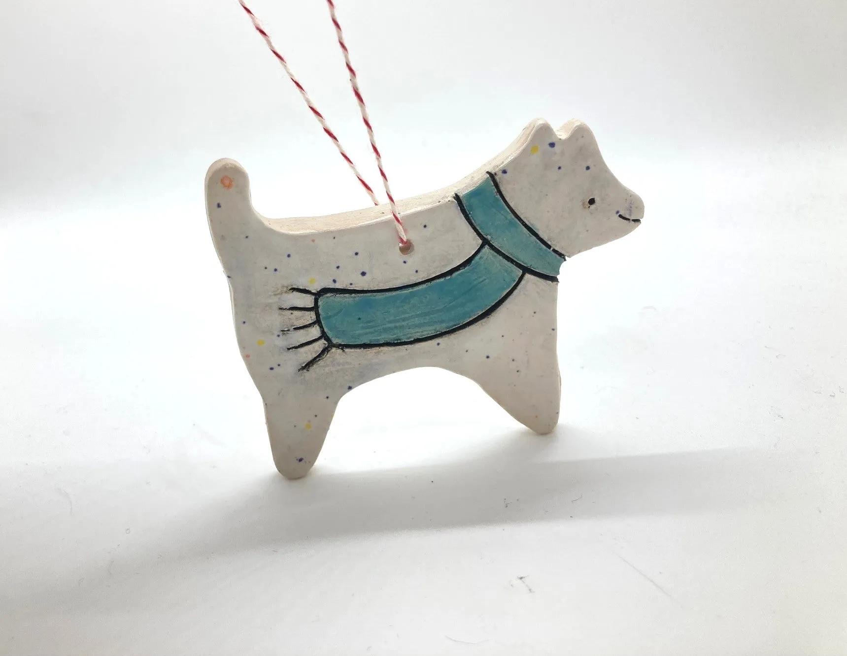 Mhandknits Ceramic Dog Ornament