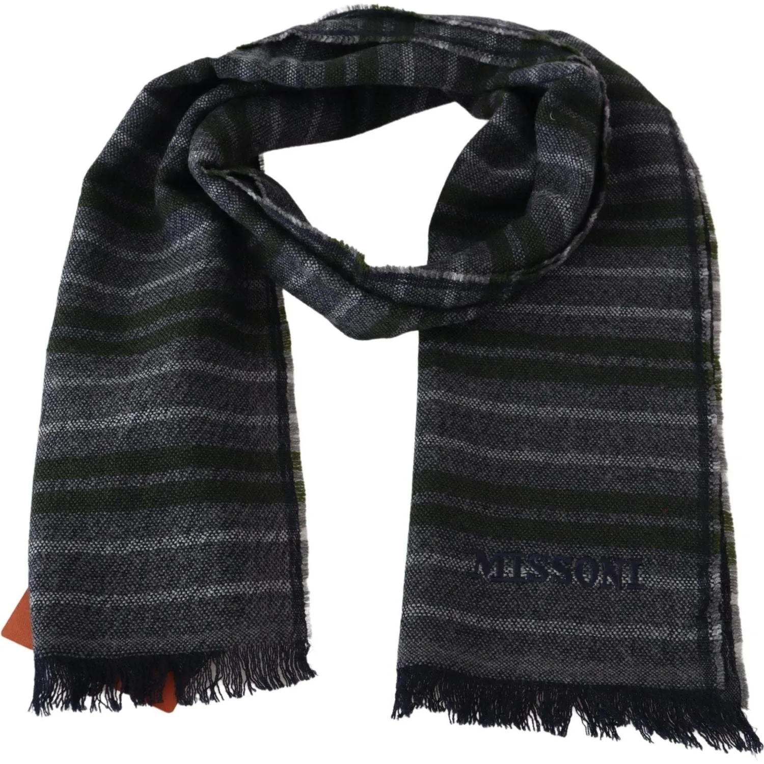 Missoni Chic Striped Wool Scarf with Logo Embroidery