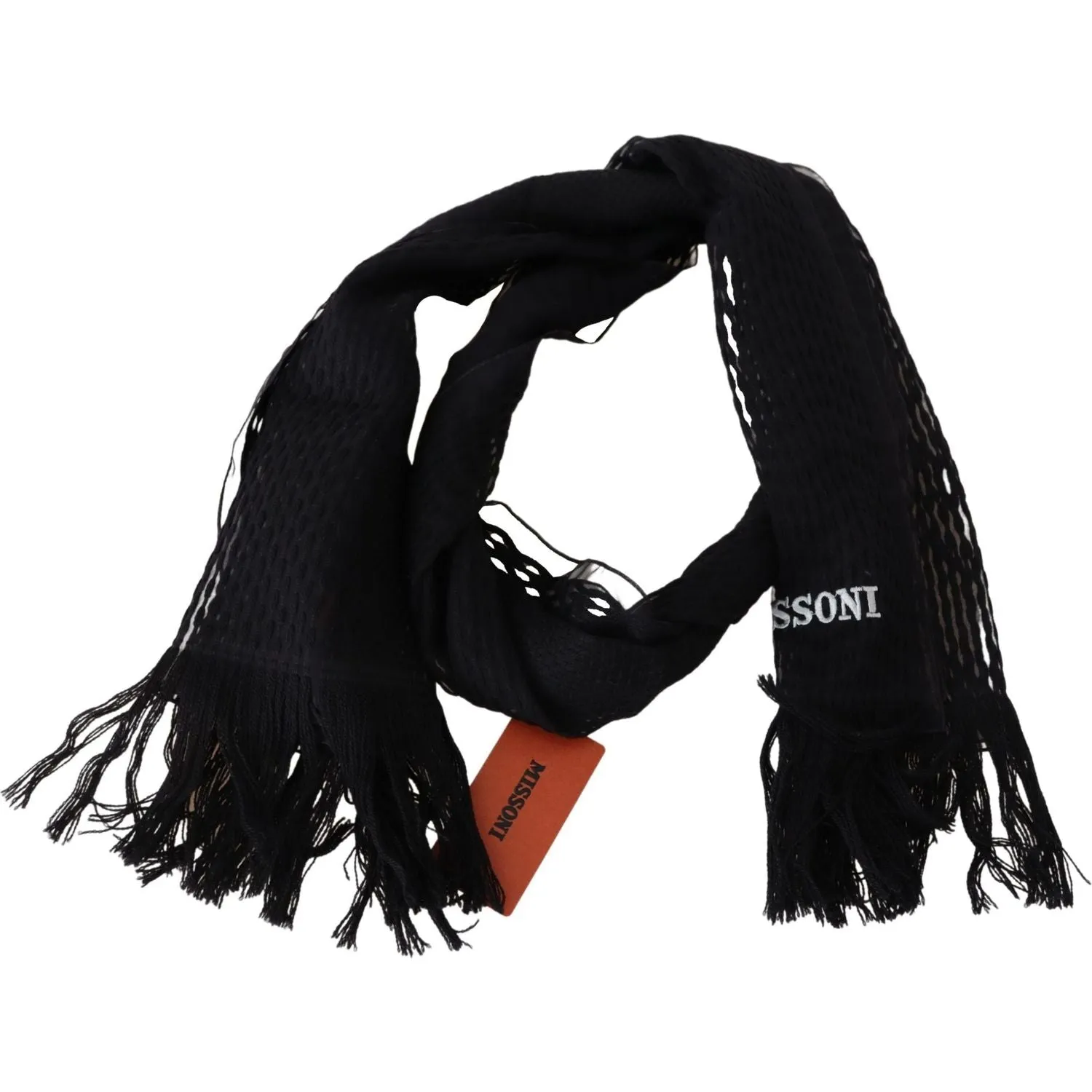 Missoni Elegant Wool Silk Unisex Black Scarf