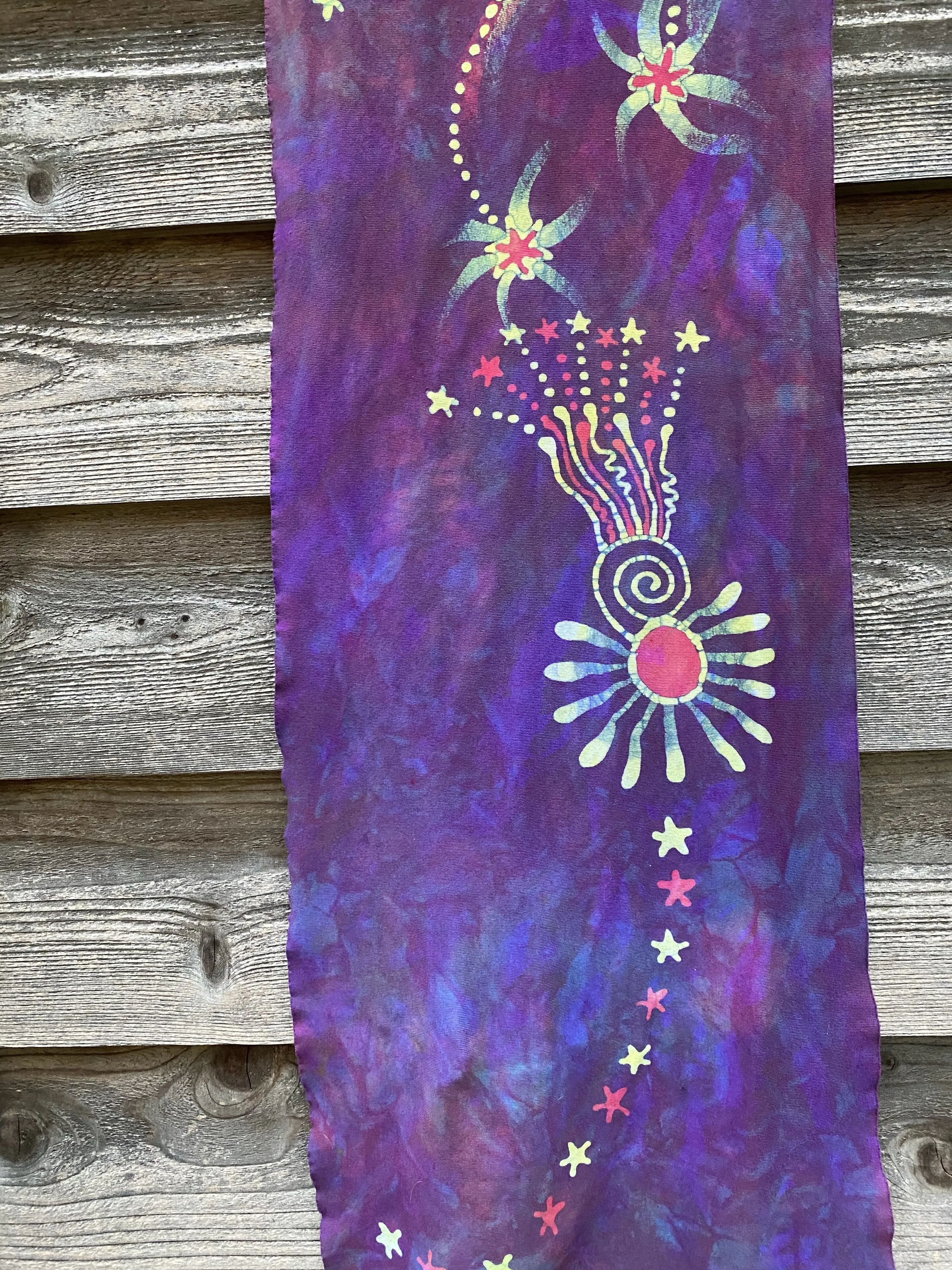 Misty Purple Sunrise - Hand Painted Organic Knit Fabric Scarf