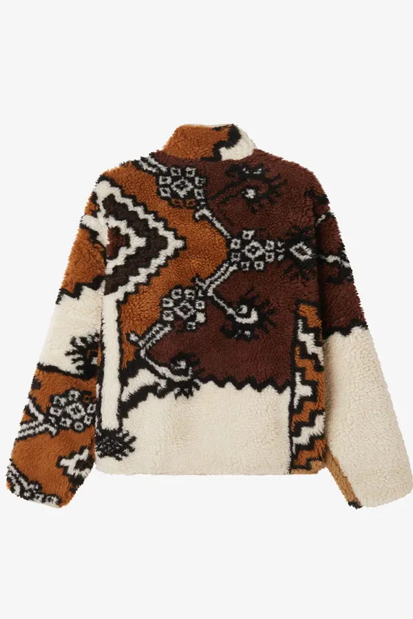 Moroccan Rug Sherpa Jacket | Brown Multi