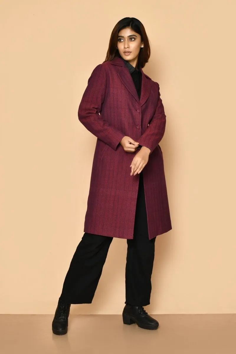 Mrinal Handloom Cotton Trench Coat Jacket for Women