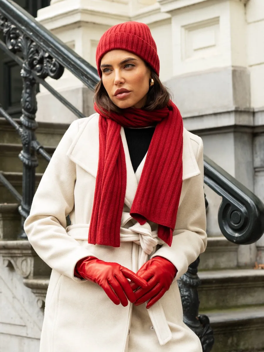 Napoli (red) - 100% cashmere ribbed scarf (unisex)