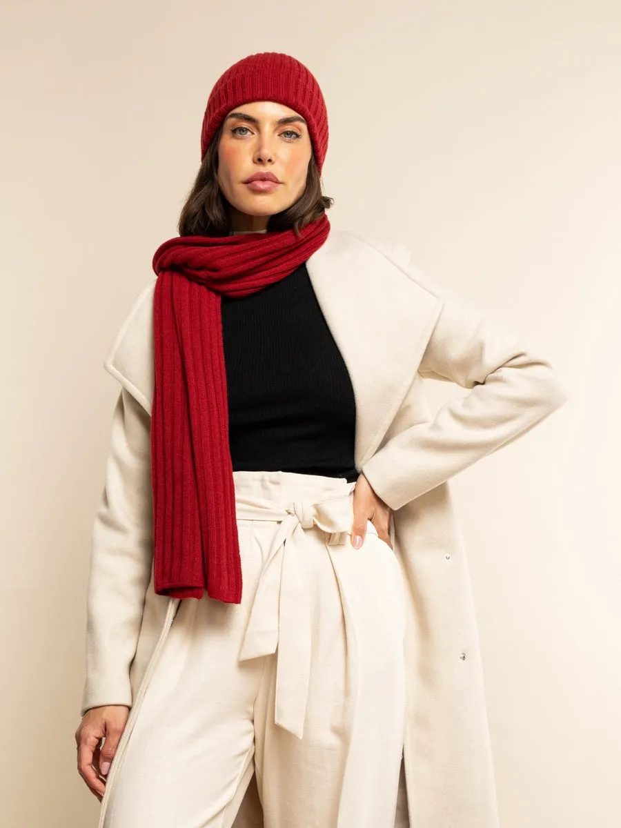 Napoli (red) - 100% cashmere ribbed scarf (unisex)