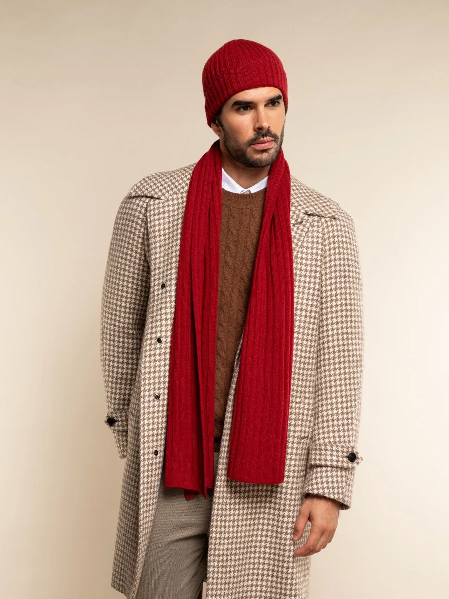 Napoli (red) - 100% cashmere ribbed scarf (unisex)