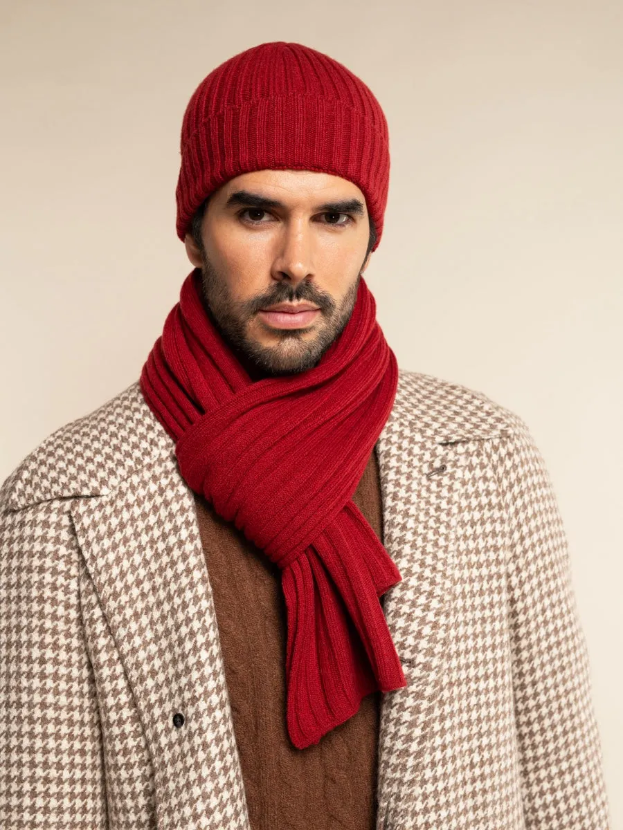 Napoli (red) - 100% cashmere ribbed scarf (unisex)