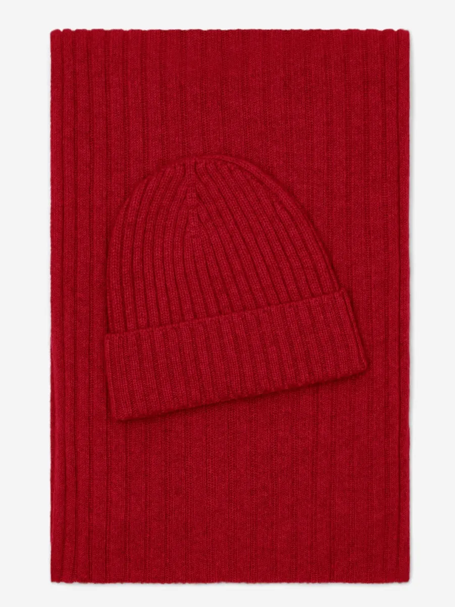 Napoli (red) - 100% cashmere ribbed scarf (unisex)