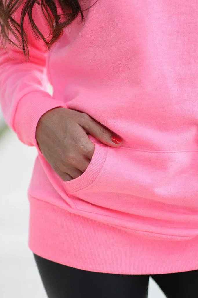 Neon Pink Hoodie With Pocket