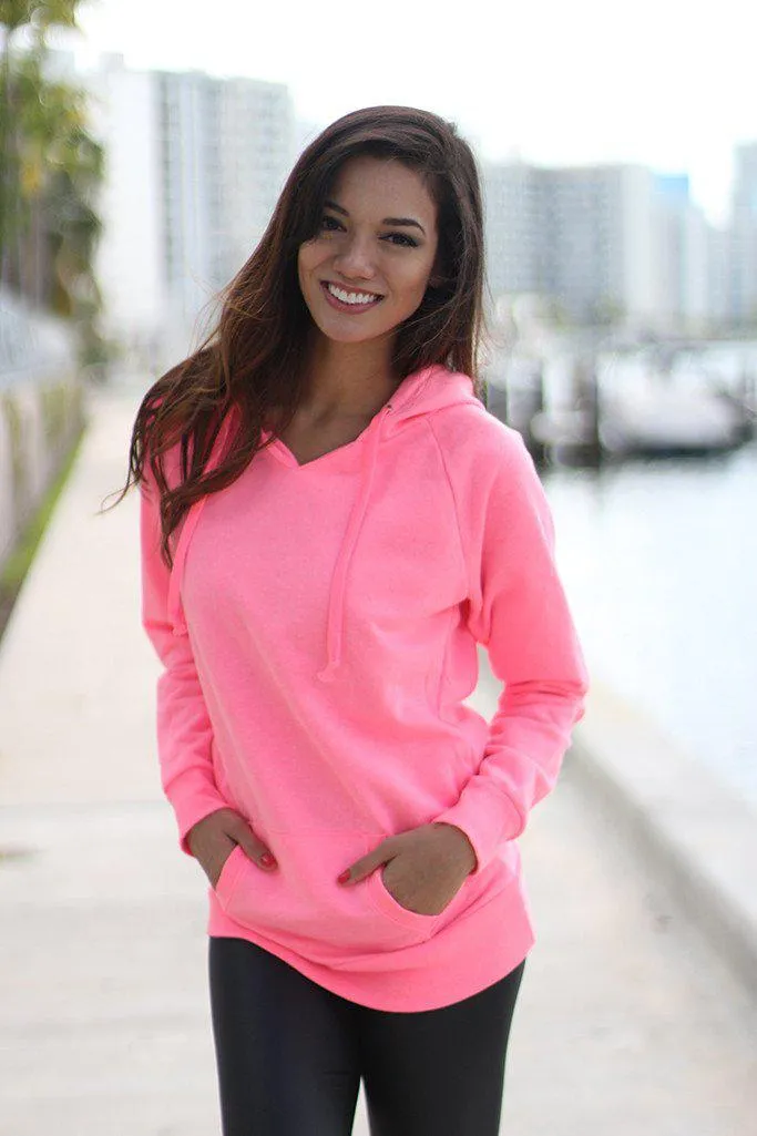 Neon Pink Hoodie With Pocket