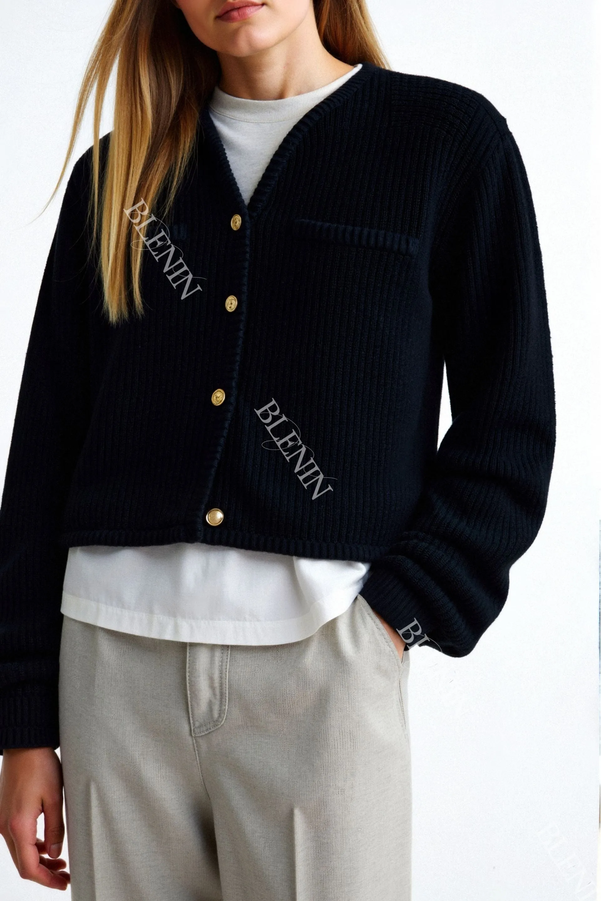 Old Money Knitted Woolen Button Sweater