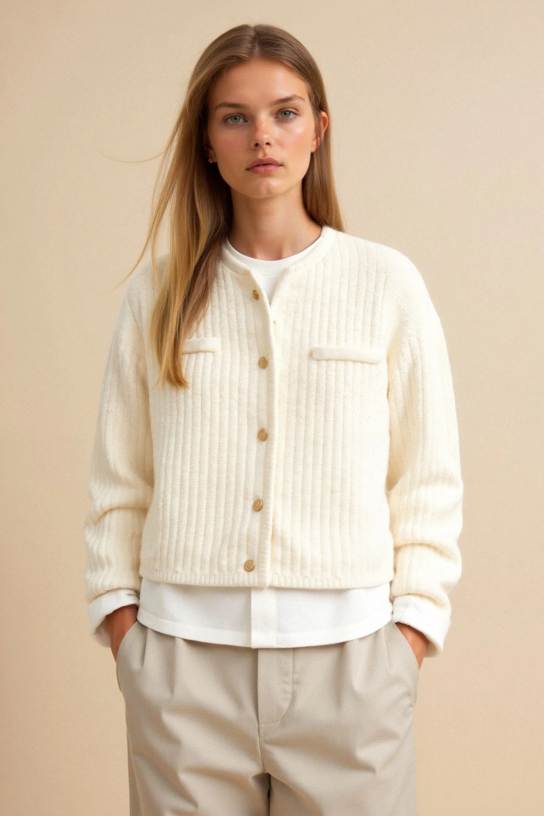 Old Money Knitted Woolen Button Sweater