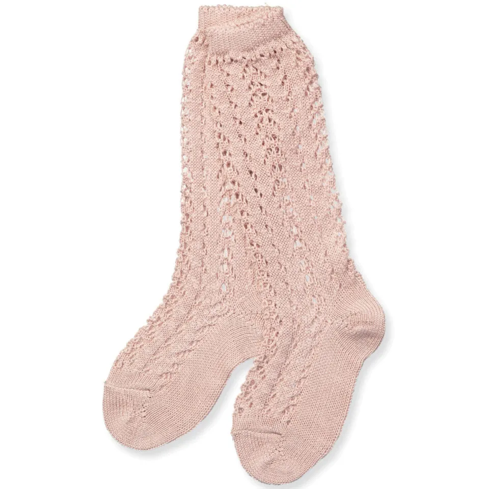 Old Rose Long Lace Socks