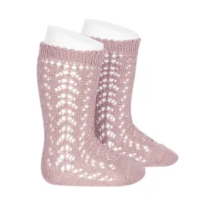 Old Rose Long Lace Socks