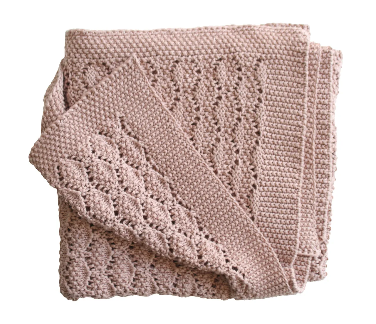 Organic Blossom Pink Heritage Knit Baby Blanket & Bonus Emma Heart Rattle