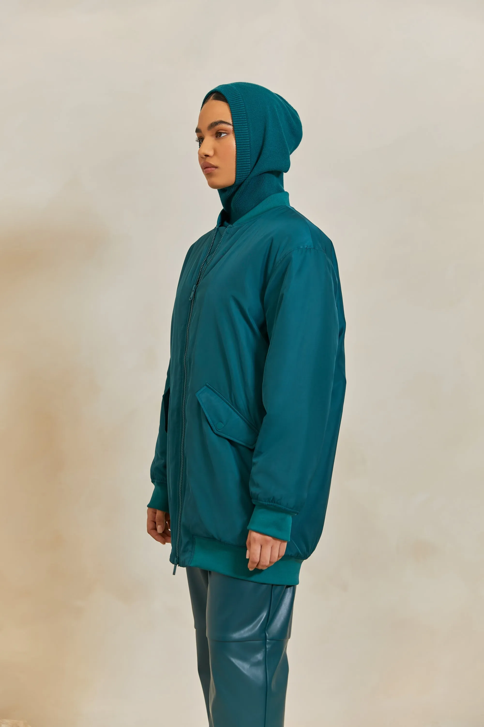 Oversized Bomber Jacket - Deep Teal