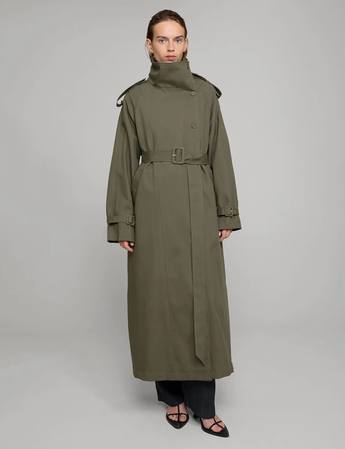 Oversized Olive Trench Coat