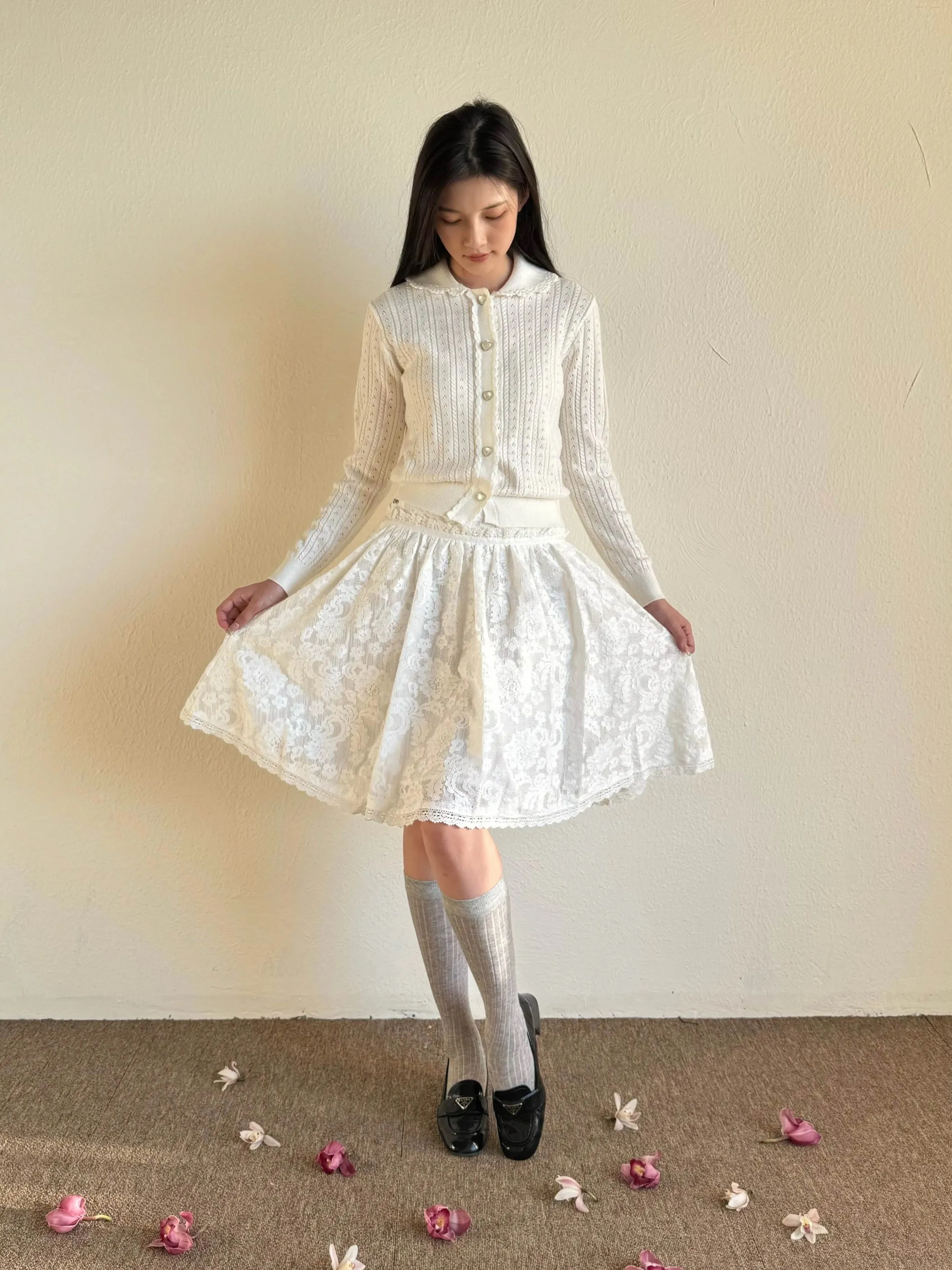 [Pacific Postition] Angel Heart Club Lace Midi Skirt