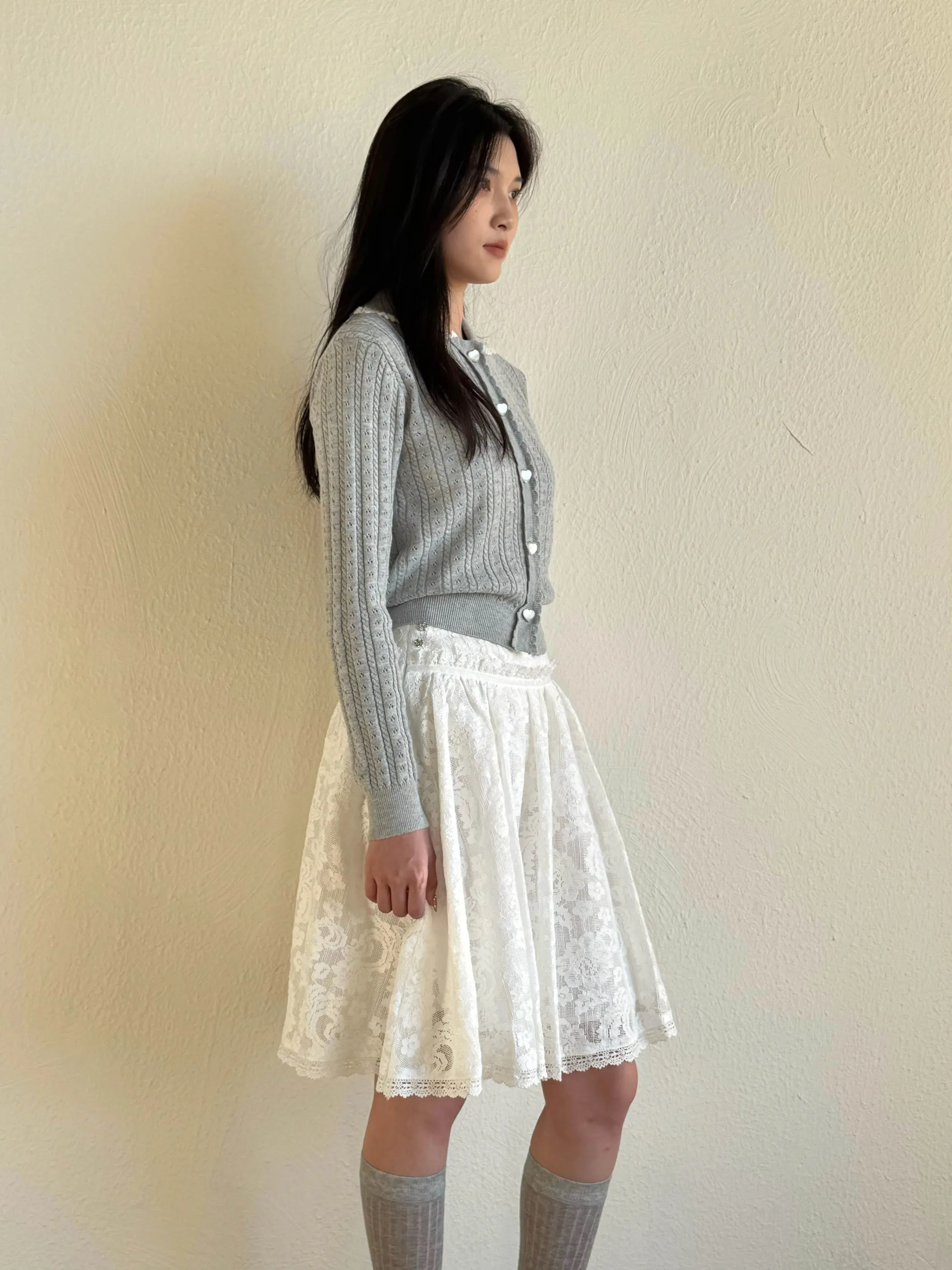 [Pacific Postition] Angel Heart Club Lace Midi Skirt