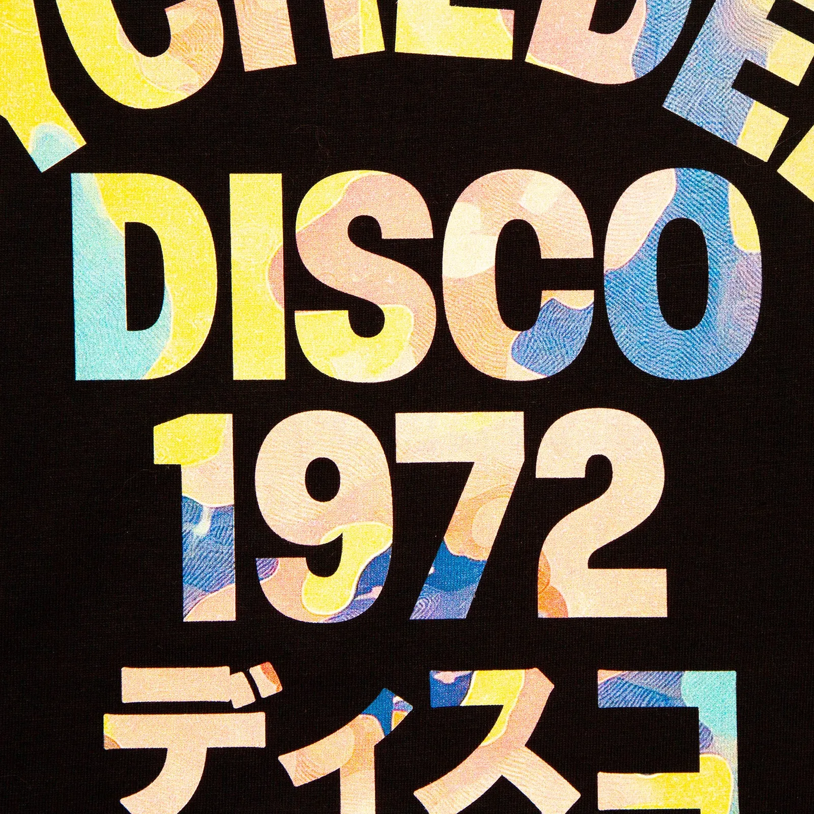 Pastel Camo 1972 Psychedelic Disco Back Print - Tshirt - Black