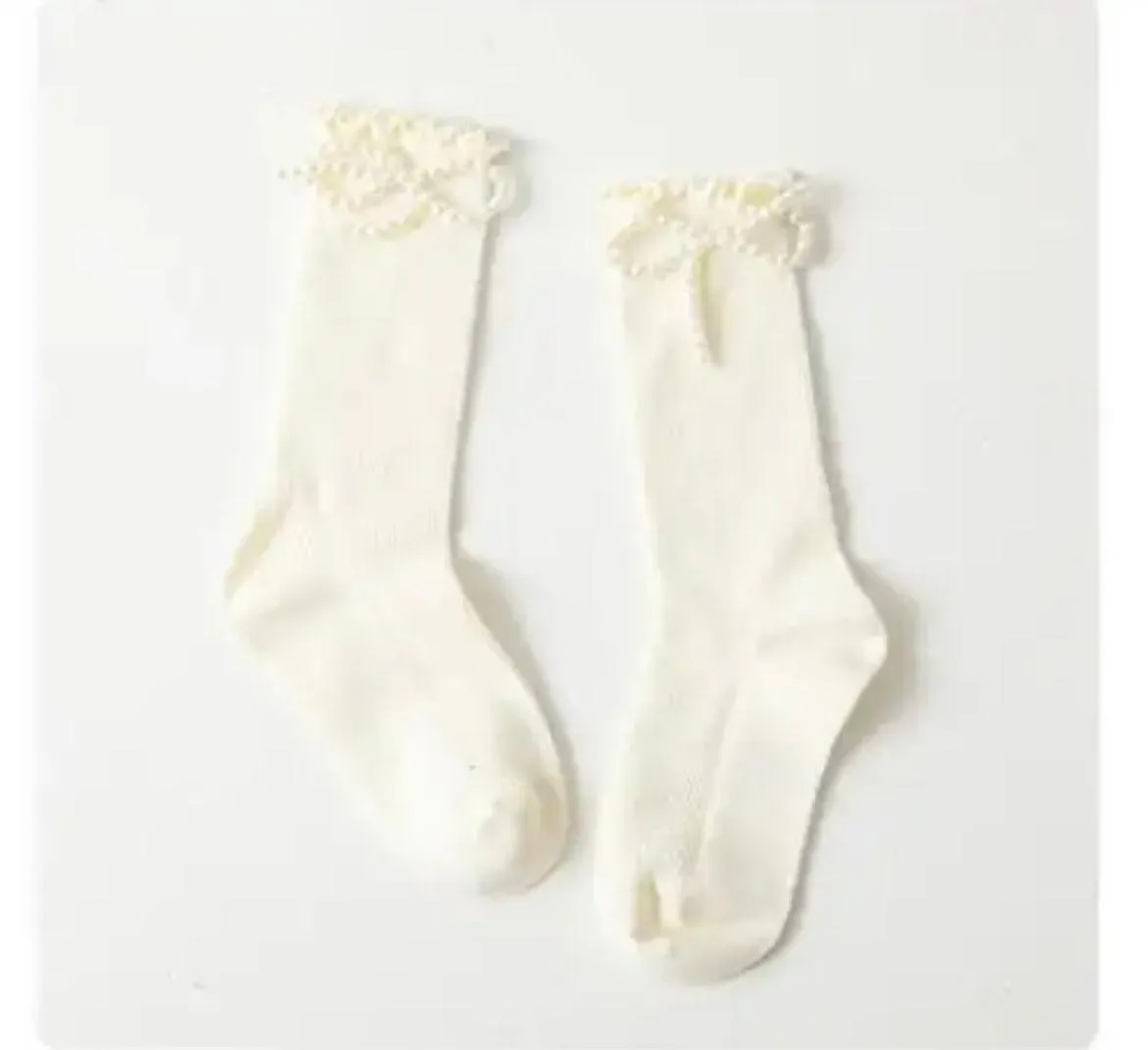 Pearl Bow Socks