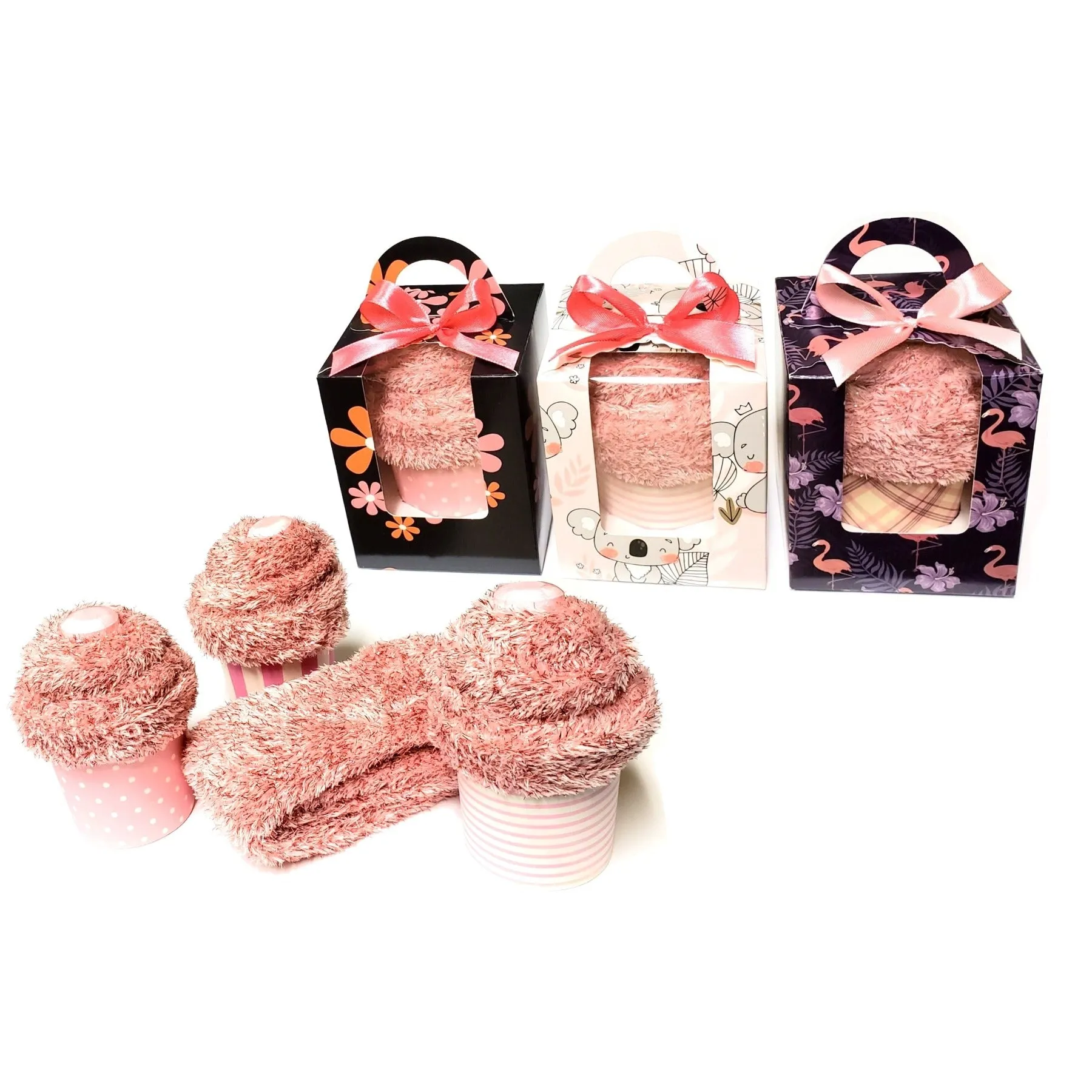 Pink Cupcake Socks Gift Box for Women and Teenage Girls