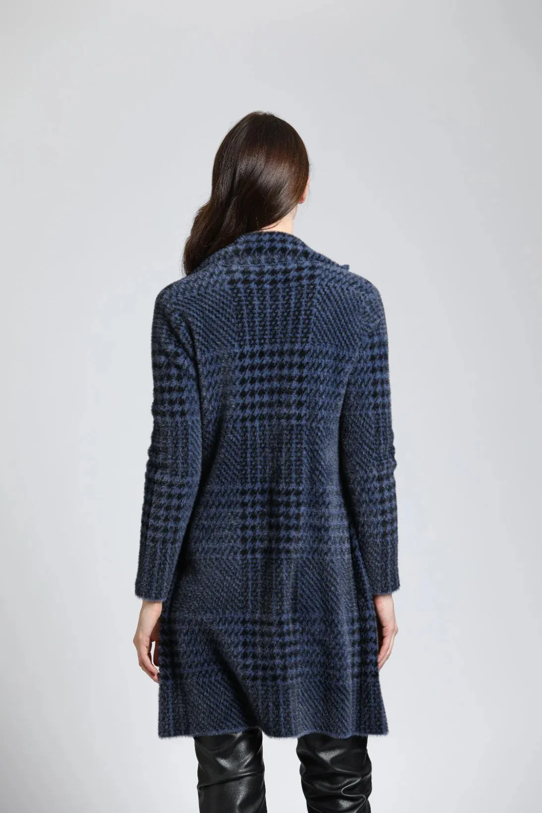 Plush Houndstooth Cozy Coat