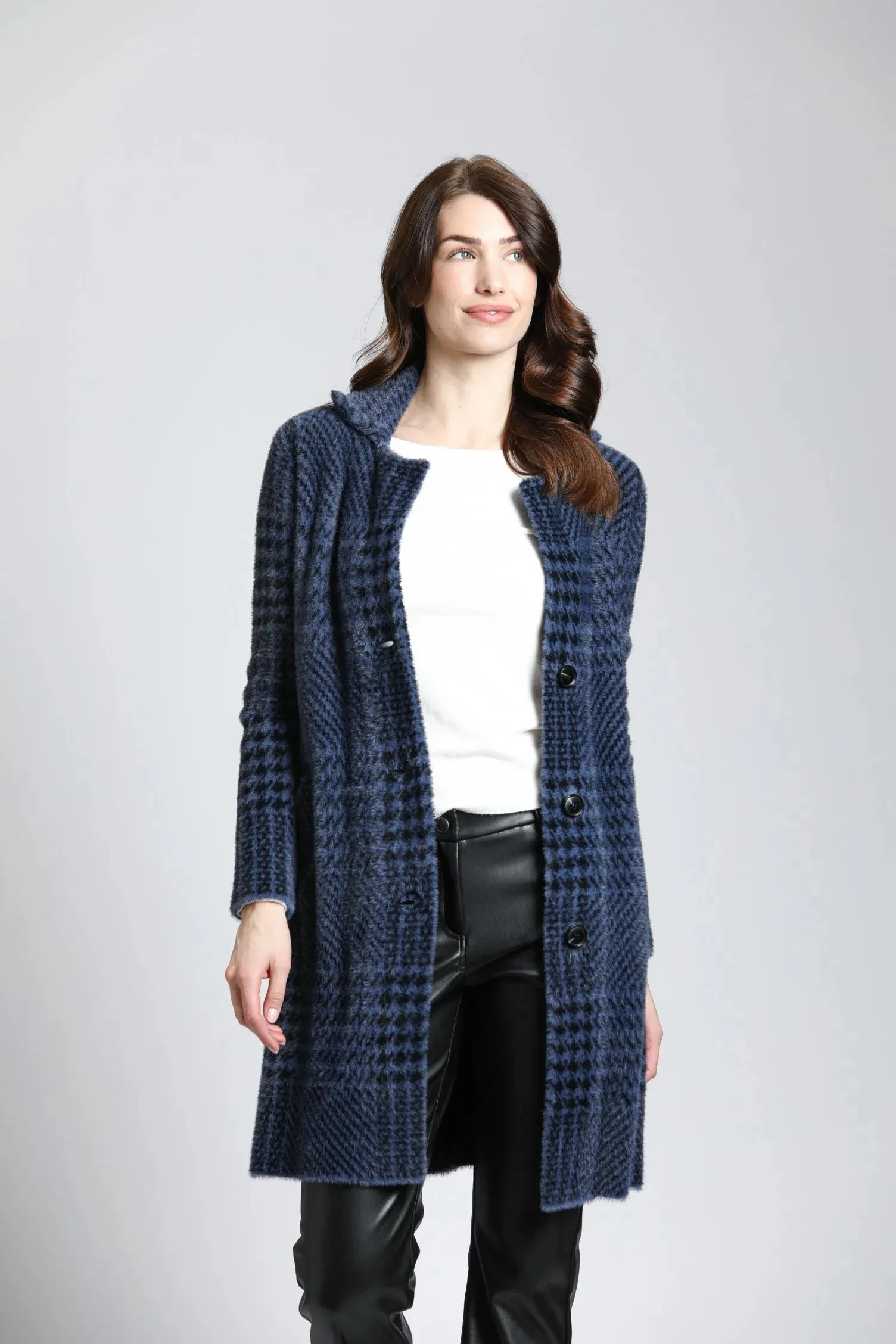 Plush Houndstooth Cozy Coat