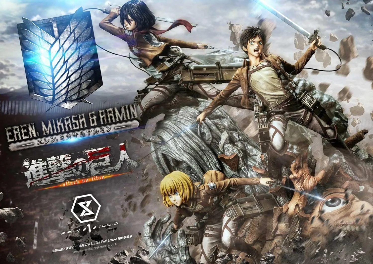 PRE-ORDER: Ultimate Premium Masterline Attack On Titan Eren, Mikasa & Armin DX Bonus Version 1/4 Scale Statue