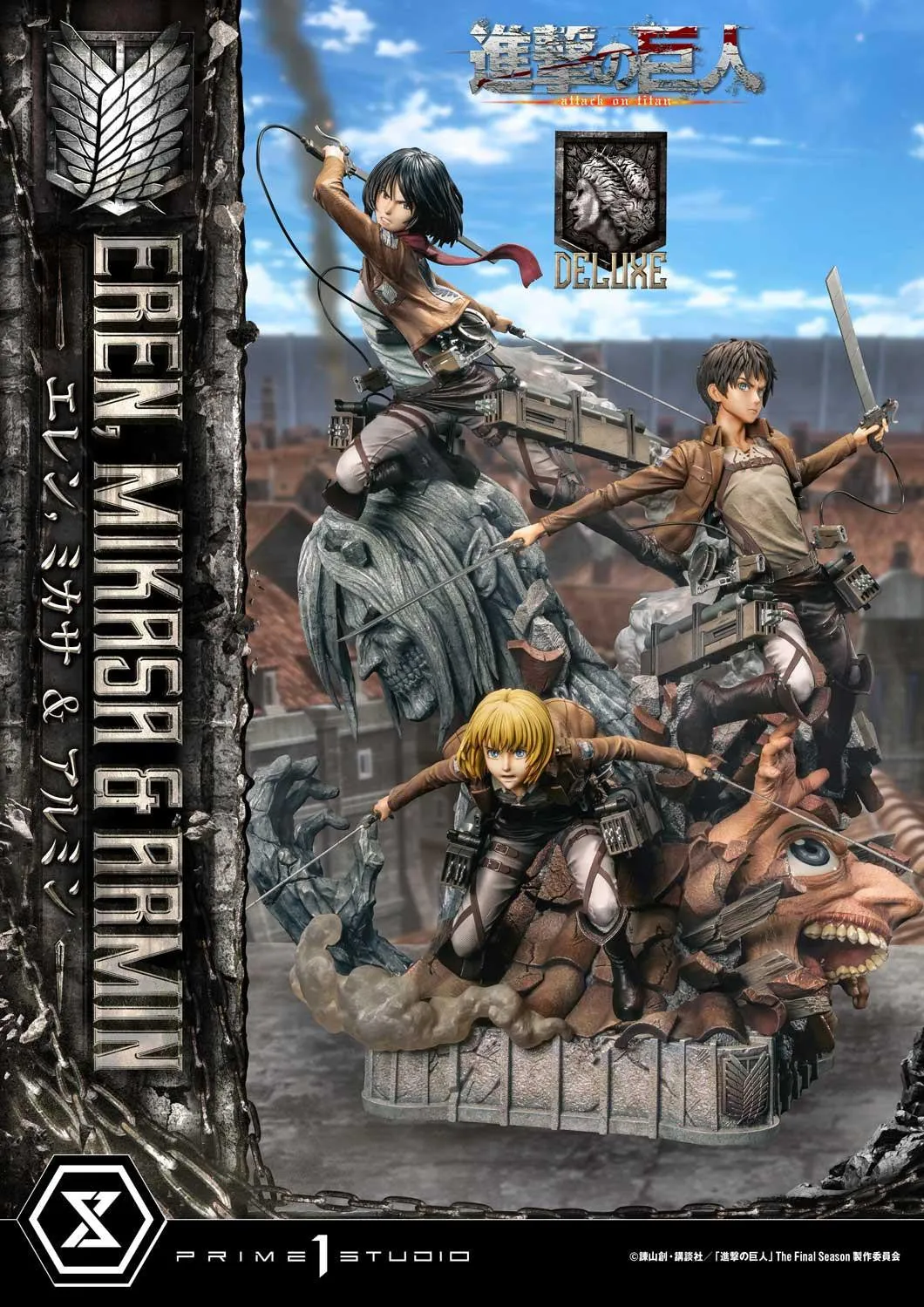 PRE-ORDER: Ultimate Premium Masterline Attack On Titan Eren, Mikasa & Armin DX Bonus Version 1/4 Scale Statue