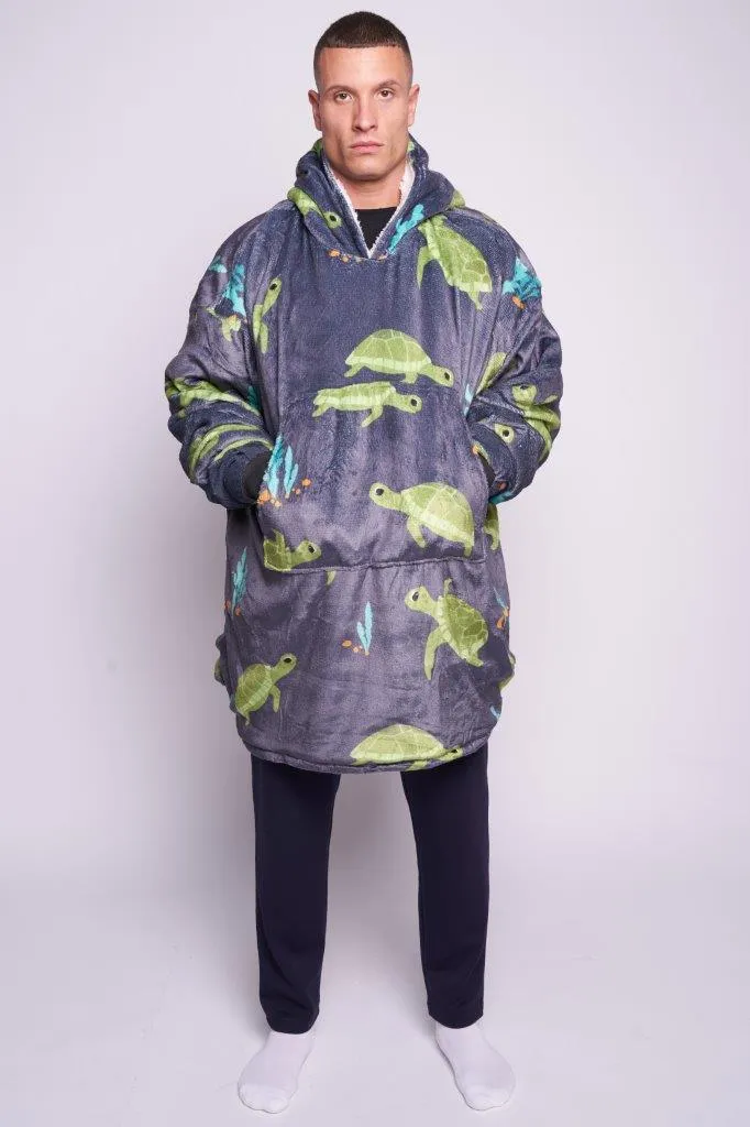 Printed Adult Hoodie - Turtle-Charcoal