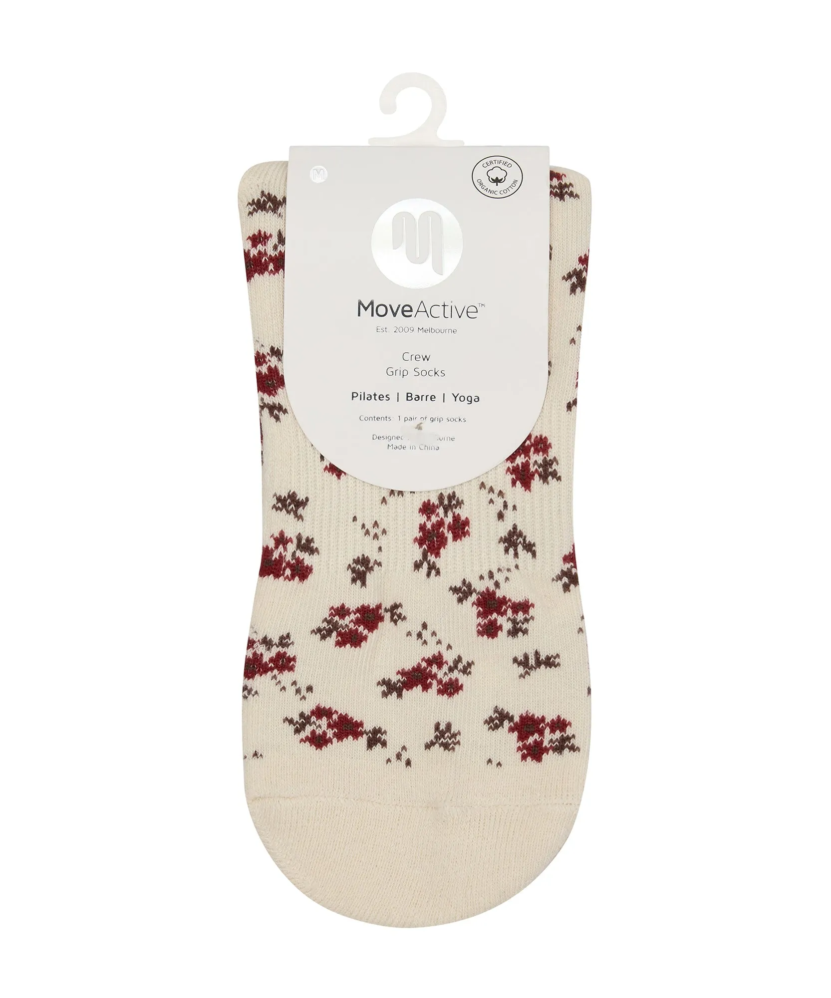 Quarter Crew Non Slip Grip Socks - Ditsy Floral