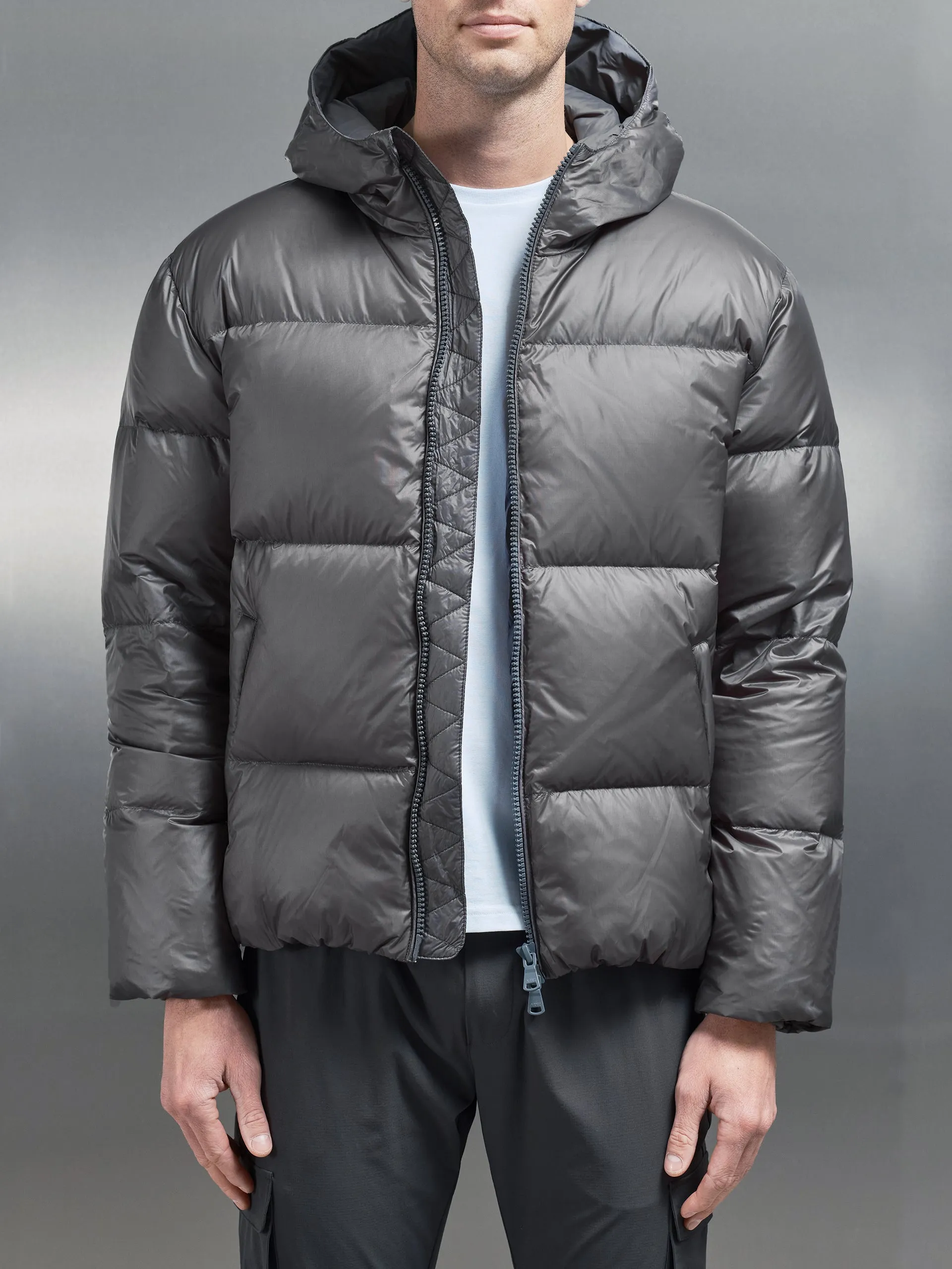 Quilted Down Jacket in Grey